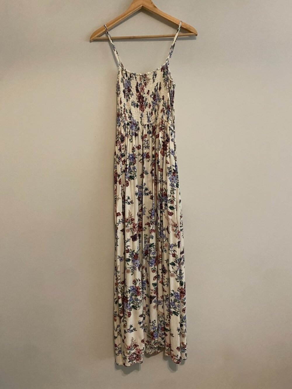 I Joah Maxi Dress w/ Cinched Top and Front Tie, Large, White/Floral - Picture 4 of 5